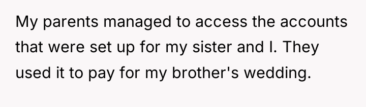 My parents managed to access the accounts that were set...