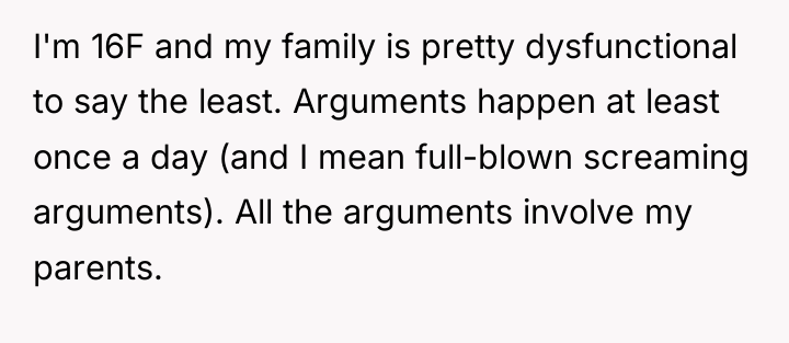 I'm 16F and my family is pretty dysfunctional to say...