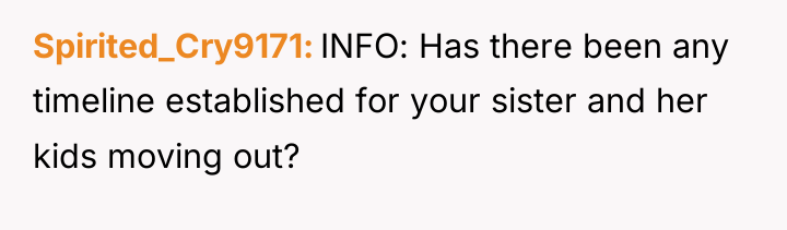 Spirited_Cry9171 INFO: Has there been any timeline established for your...