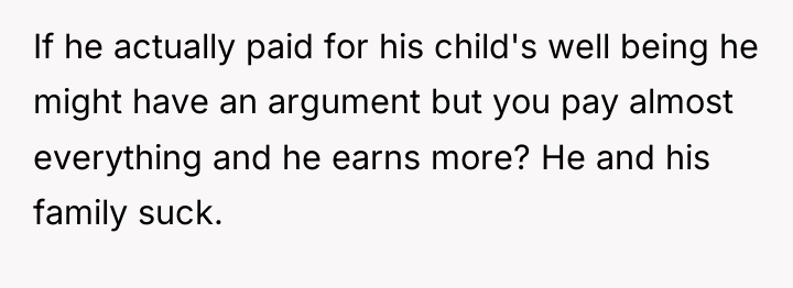 If he actually paid for his child's well being he...