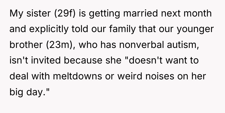 My sister (29f) is getting married next month and explicitly...