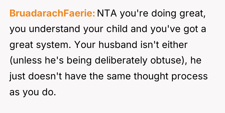 BruadarachFaerie NTA you're doing great, you understand your child and...