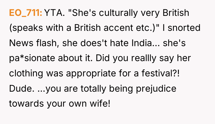 EO_711 YTA. "She's culturally very British (speaks with a British...