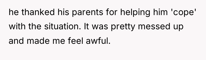 he thanked his parents for helping him 'cope' with the...