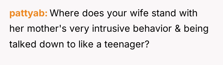 pattyab Where does your wife stand with her mother's very...