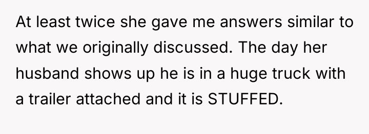 At least twice she gave me answers similar to what...