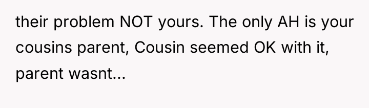 their problem NOT yours. The only AH is your cousins...