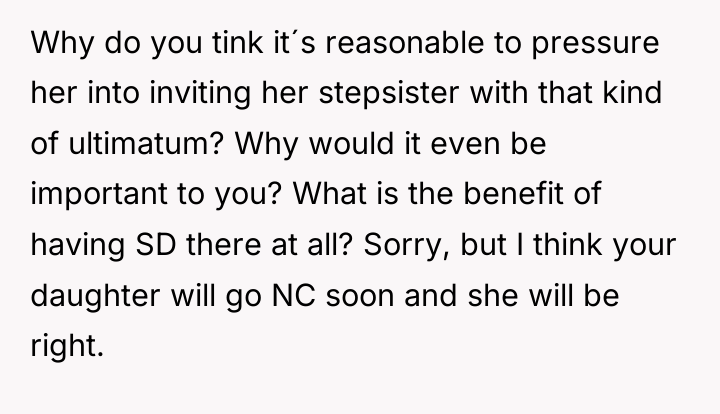 Why do you tink it´s reasonable to pressure her into...