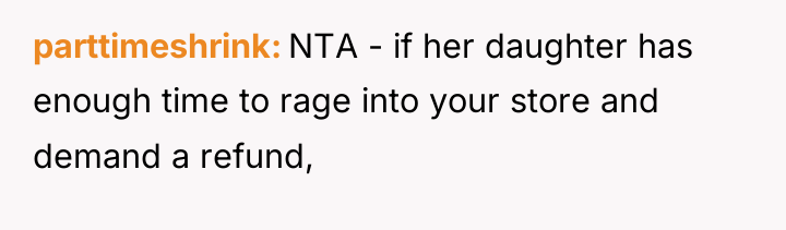 parttimeshrink NTA - if her daughter has enough time to...