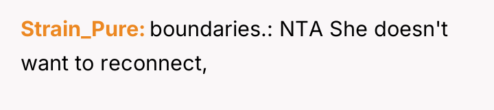 Strain_Pure boundaries.: NTA She doesn't want to reconnect,