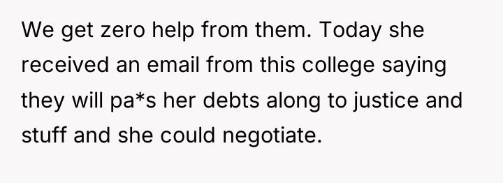 We get zero help from them. Today she received an...