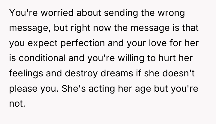 You're worried about sending the wrong message, but right now...