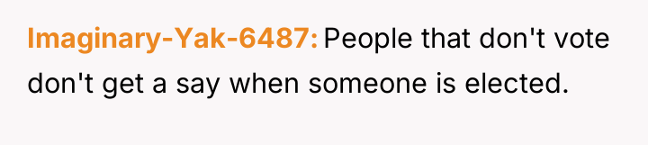 Imaginary-Yak-6487 People that don't vote don't get a say when...
