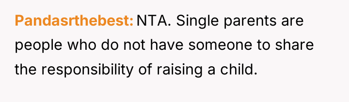 Pandasrthebest NTA. Single parents are people who do not have...