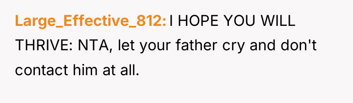 Large_Effective_812 I HOPE YOU WILL THRIVE: NTA, let your father...