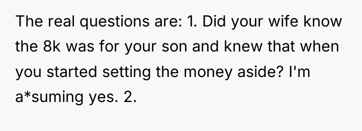 The real questions are: 1. Did your wife know the...
