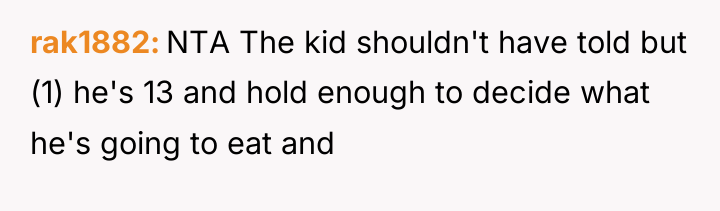 rak1882 NTA The kid shouldn't have told but (1) he's...