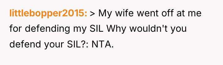 littlebopper2015 > My wife went off at me for defending...
