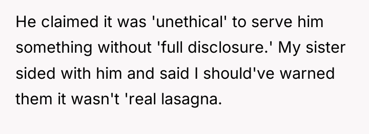 He claimed it was 'unethical' to serve him something without...