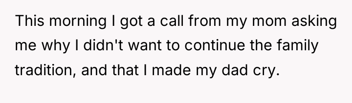 This morning I got a call from my mom asking...