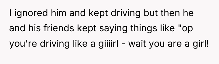 I ignored him and kept driving but then he and...