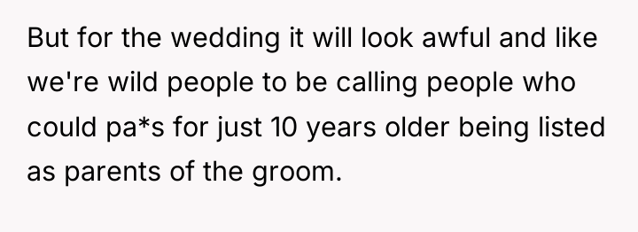 But for the wedding it will look awful and like...