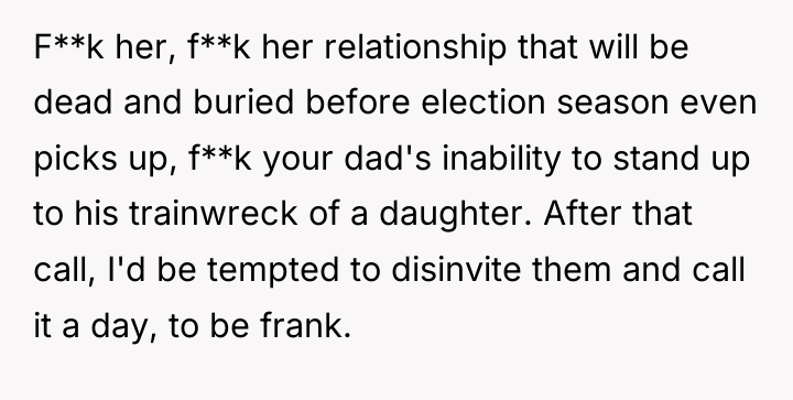 F**k her, f**k her relationship that will be dead and...