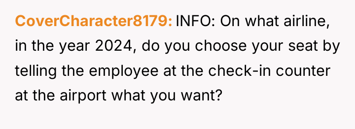 CoverCharacter8179 INFO: On what airline, in the year 2024, do...