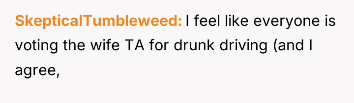 SkepticalTumbleweed I feel like everyone is voting the wife TA...