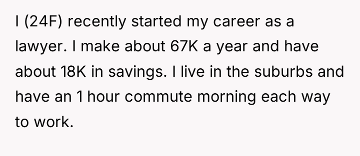 I (24F) recently started my career as a lawyer. I...