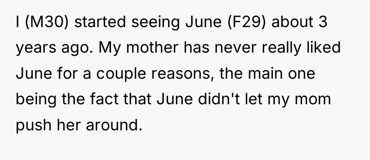 I (M30) started seeing June (F29) about 3 years ago....