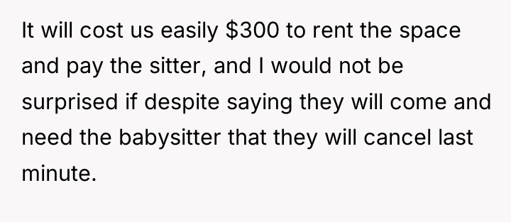 It will cost us easily $300 to rent the space...