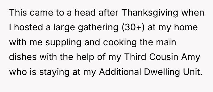 This came to a head after Thanksgiving when I hosted...