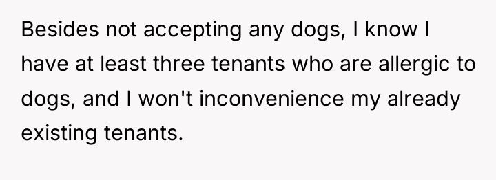 Besides not accepting any dogs, I know I have at...
