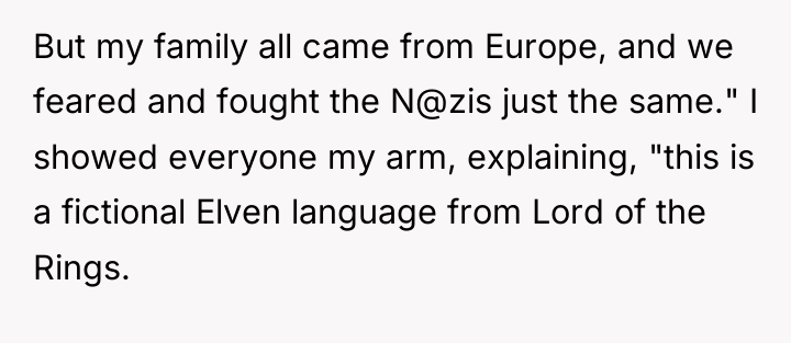 But my family all came from Europe, and we feared...