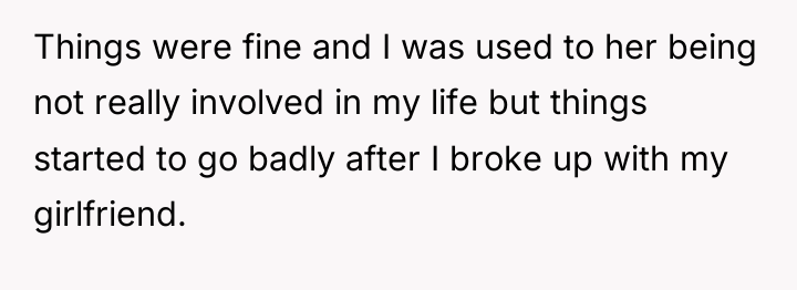 Things were fine and I was used to her being...