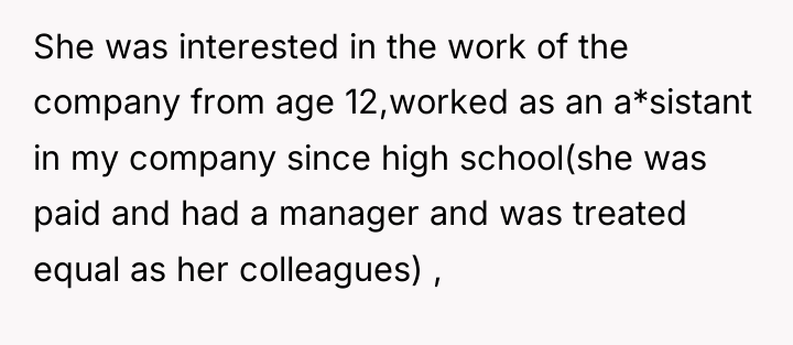 She was interested in the work of the company from...