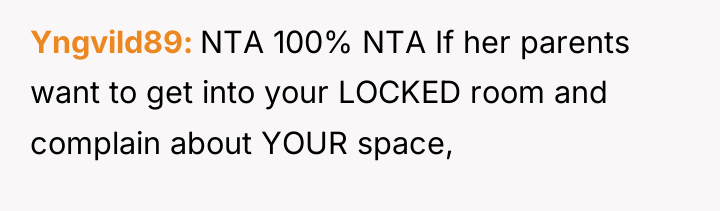 Yngvild89 NTA 100% NTA If her parents want to get...