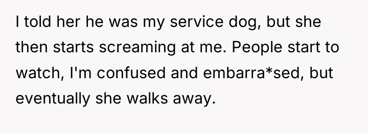 I told her he was my service dog, but she...