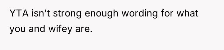 YTA isn't strong enough wording for what you and wifey...