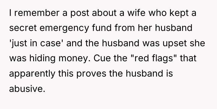 I remember a post about a wife who kept a...