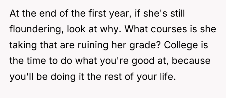 At the end of the first year, if she's still...