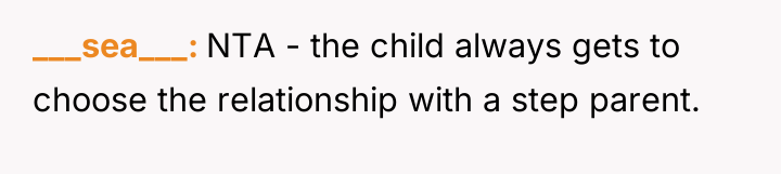 ___sea___ NTA - the child always gets to choose the...