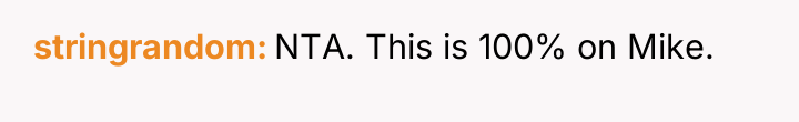 stringrandom NTA. This is 100% on Mike.