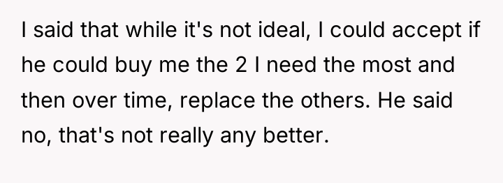 I said that while it's not ideal, I could accept...