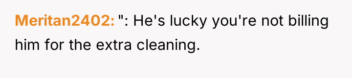 Meritan2402 ": He's lucky you're not billing him for the...