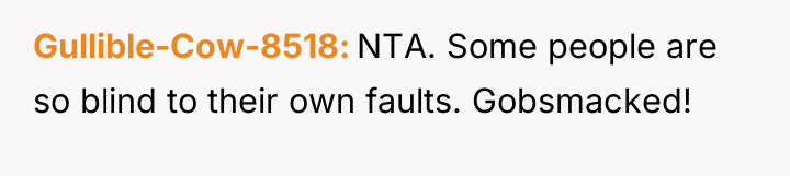 Gullible-Cow-8518 NTA. Some people are so blind to their own...