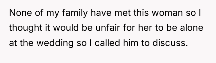 None of my family have met this woman so I...