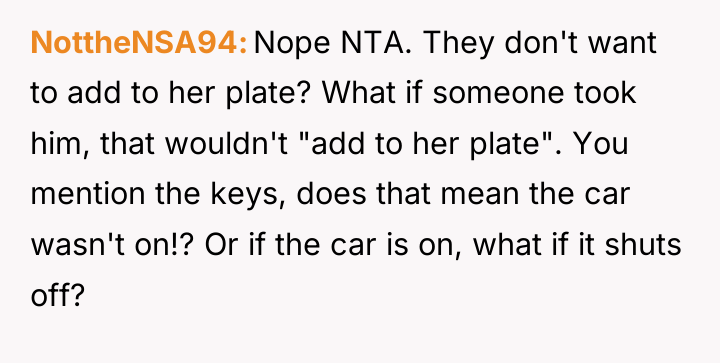 NottheNSA94 Nope NTA. They don't want to add to her...