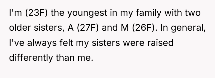 I'm (23F) the youngest in my family with two older...